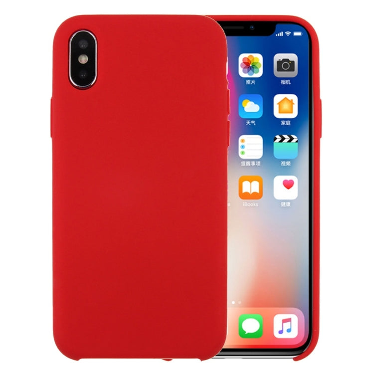 For iPhone X / XS Pure Color Liquid Silicone + PC Dropproof Protective Back Cover Case, For X, iPhone X, X