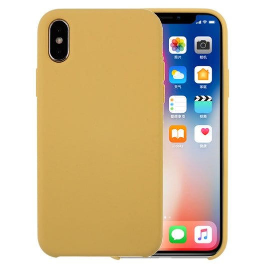 For iPhone X / XS Pure Color Liquid Silicone + PC Dropproof Protective Back Cover Case