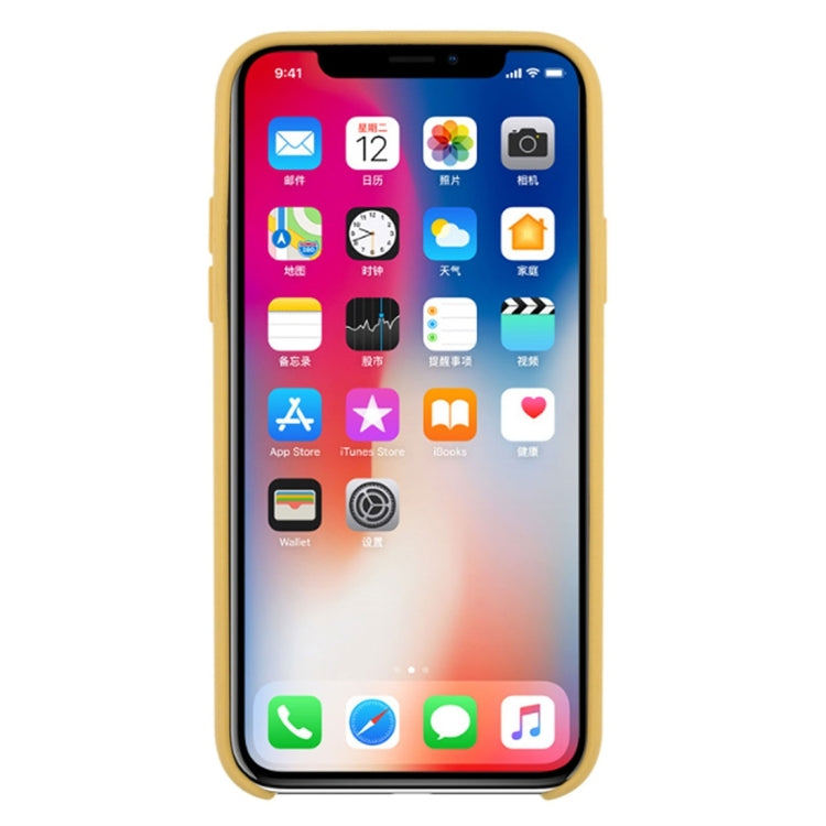 For iPhone X / XS Pure Color Liquid Silicone + PC Dropproof Protective Back Cover Case