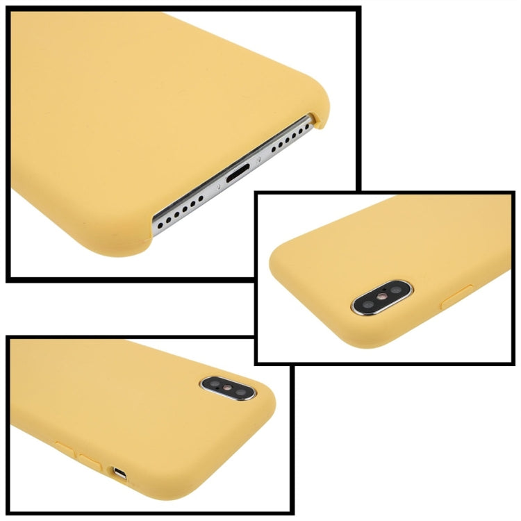 For iPhone X / XS Pure Color Liquid Silicone + PC Dropproof Protective Back Cover Case