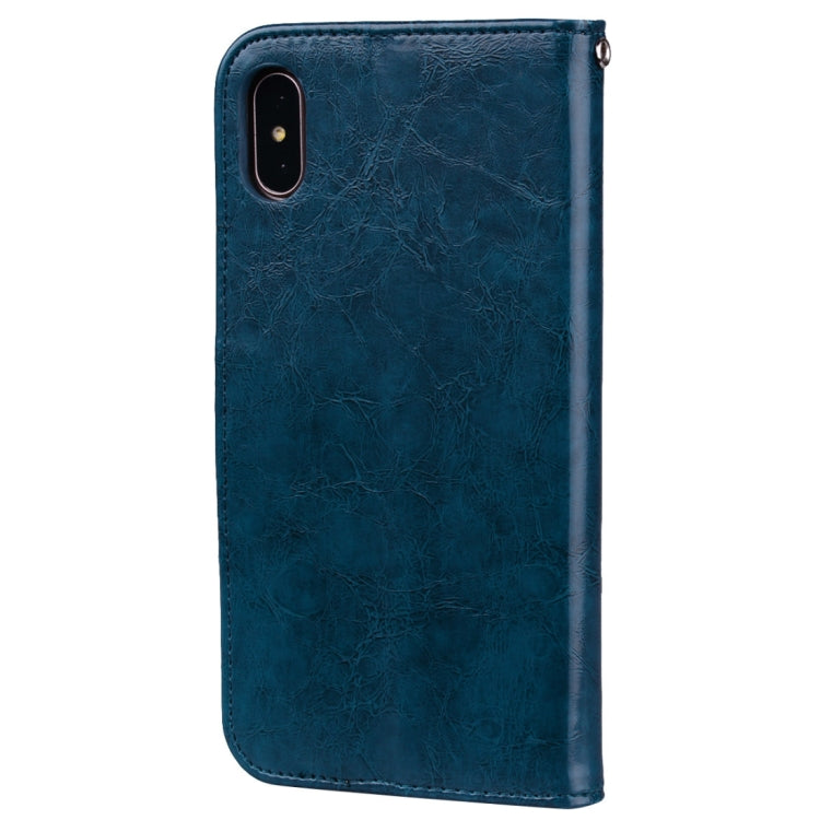 For iPhone X / XS Business Style Oil Wax Texture Horizontal Flip Leather Case with Holder & Card Slots & Wallet, For iPhone X