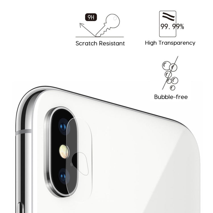 For iPhone X 2pcs ENKAY Hat-Prince 0.2mm 9H Hardness 2.15D Curved Explosion-proof Rear Camera Lens Protector Tempered Glass Protective Film, iPhone X with Hole (2 PCS)