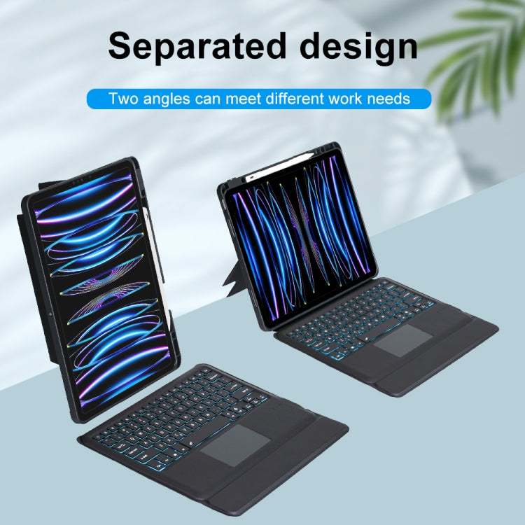 T129-AS For iPad Air 13 2025 / Pro 12.9 2022 / 2021 / 2020 / 2018 Touch Backlight Split Type Bluetooth Keyboard Leather Case, T129-AS