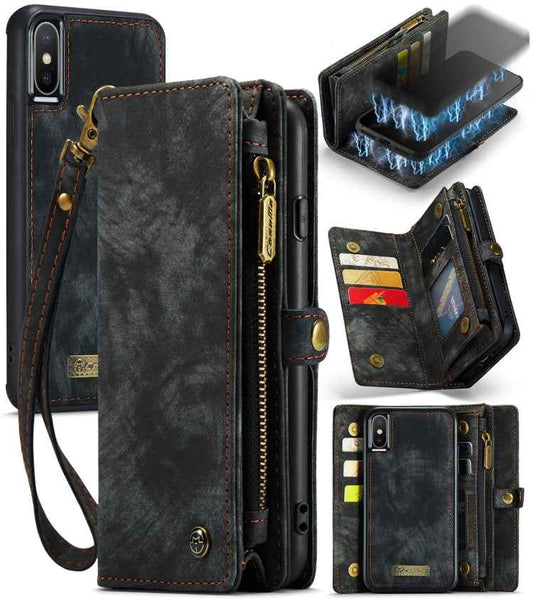 For iPhone XS Max CaseMe Detachable Multifunctional Horizontal Flip Leather Case with Card Slot & Holder & Zipper Wallet & Photo Frame