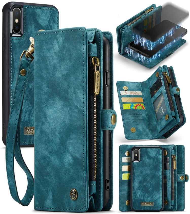 For iPhone XS Max CaseMe Detachable Multifunctional Horizontal Flip Leather Case with Card Slot & Holder & Zipper Wallet & Photo Frame