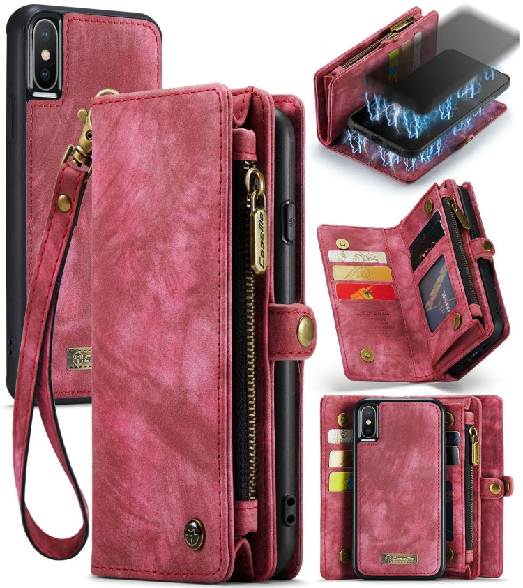 For iPhone XS Max CaseMe Detachable Multifunctional Horizontal Flip Leather Case with Card Slot & Holder & Zipper Wallet & Photo Frame