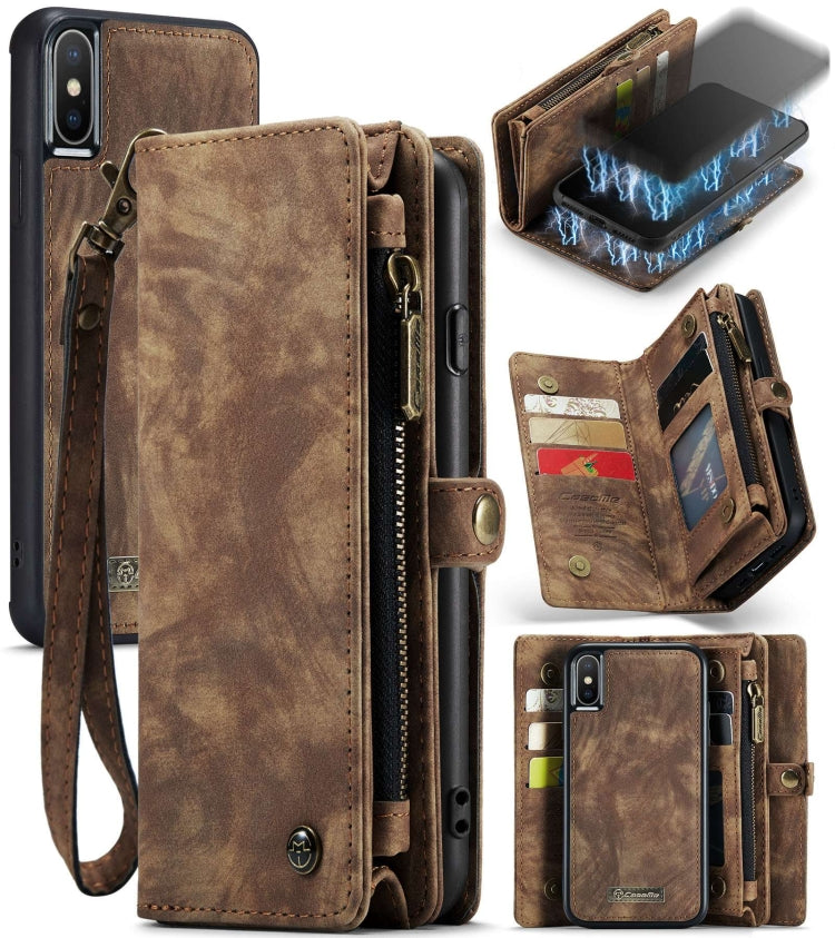 For iPhone XS Max CaseMe Detachable Multifunctional Horizontal Flip Leather Case with Card Slot & Holder & Zipper Wallet & Photo Frame