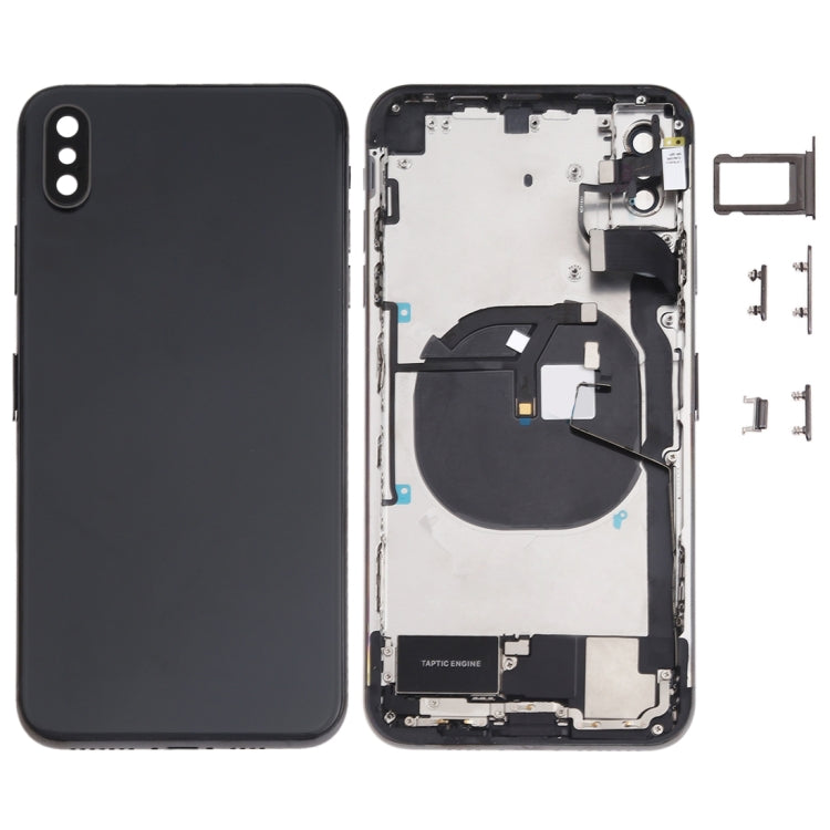 Battery Back Cover Assembly (with Side Keys & Speaker Ringer Buzzer & Motor & Camera Lens & Card Tray & Power Button + Volume Button + Charging Port + Signal Flex Cable & Wireless Charging Module) for iPhone XS Max, For iPhone XS Max (Full Assembly)���...