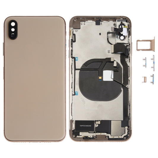 Battery Back Cover Assembly (with Side Keys & Speaker Ringer Buzzer & Motor & Camera Lens & Card Tray & Power Button + Volume Button + Charging Port + Signal Flex Cable & Wireless Charging Module) for iPhone XS Max, For iPhone XS Max (Full Assembly)���...
