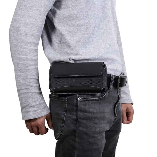 For iPhone XS Max Men Universal Oxford Cloth Portable Mobile Phone Waist Pack Leather Case / Huawei Mate 20 / 6.3 Inch or Below Smartphones