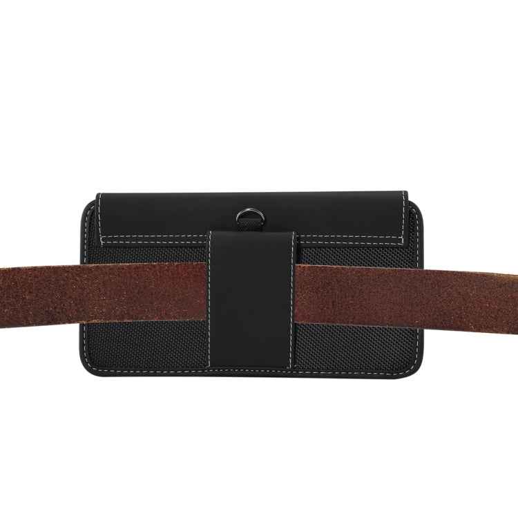 For iPhone XS Max Men Universal Oxford Cloth Portable Mobile Phone Waist Pack Leather Case / Huawei Mate 20 / 6.3 Inch or Below Smartphones