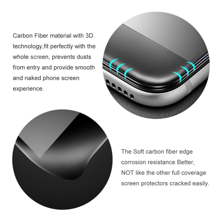 50 PCS Full Screen Carbon Fiber Soft Edges Tempered Glass Film for iPhone 11 Pro Max / XS Max