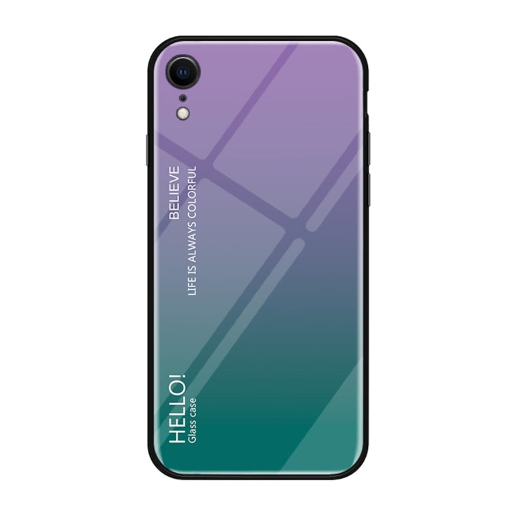 For iPhone XR Gradient Color Glass Case