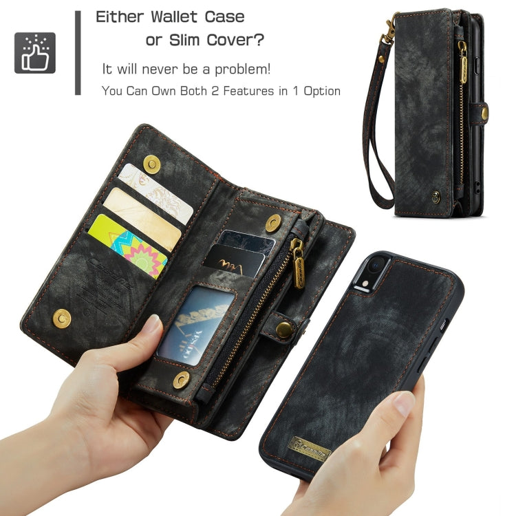 For iPhone XR CaseMe Detachable Multifunctional Horizontal Flip Leather Case with Card Slot & Holder & Zipper Wallet & Photo Frame