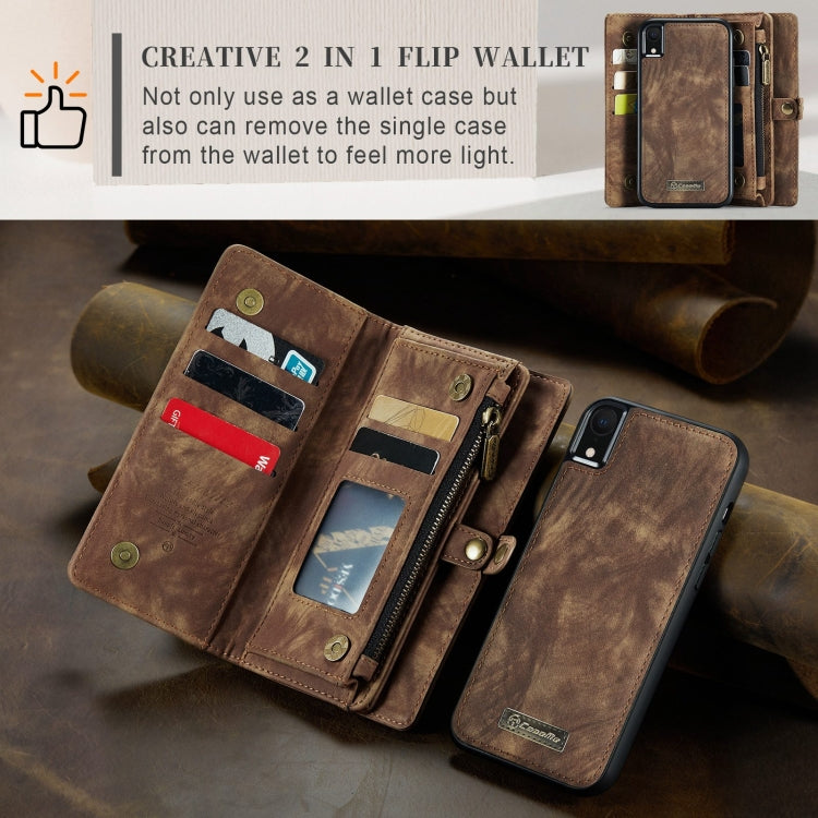 For iPhone XR CaseMe Detachable Multifunctional Horizontal Flip Leather Case with Card Slot & Holder & Zipper Wallet & Photo Frame