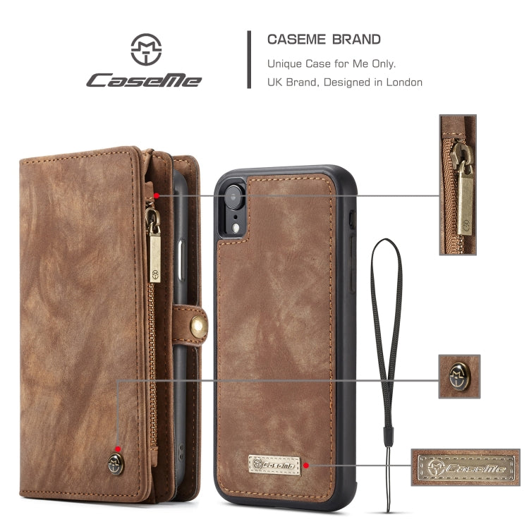 For iPhone XR CaseMe Detachable Multifunctional Horizontal Flip Leather Case with Card Slot & Holder & Zipper Wallet & Photo Frame