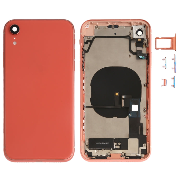 Battery Back Cover Assembly (with Side Keys & Speaker Ringer Buzzer & Motor & Camera Lens & Card Tray & Power Button + Volume Button + Charging Port + Signal Flex Cable & Wireless Charging Module) for iPhone XR, For iPhone XR (Full Assembly)           ...