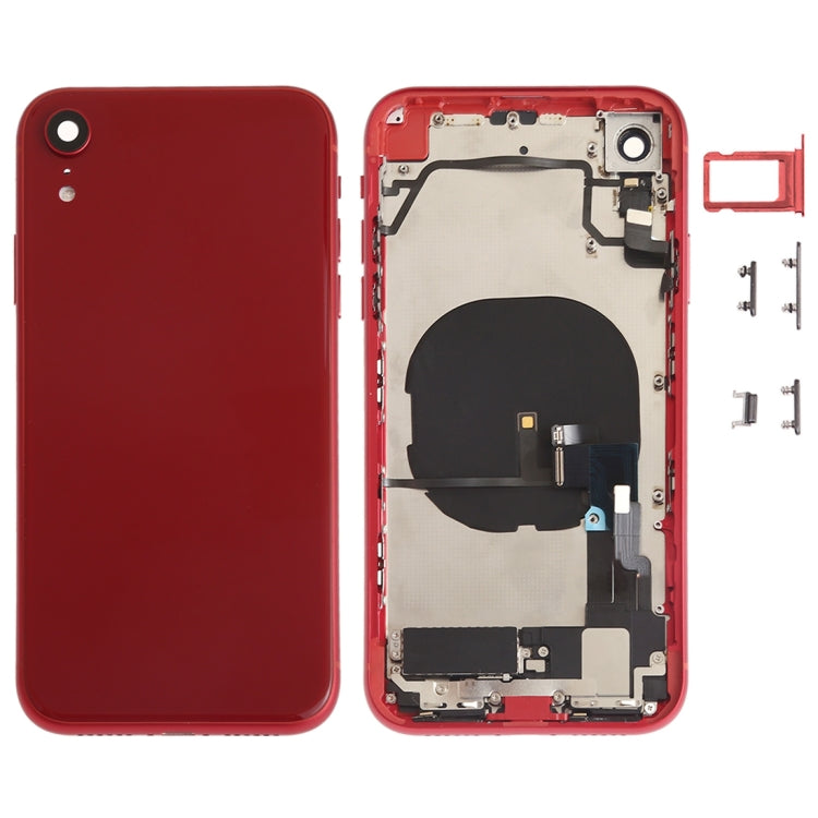 Battery Back Cover Assembly (with Side Keys & Speaker Ringer Buzzer & Motor & Camera Lens & Card Tray & Power Button + Volume Button + Charging Port + Signal Flex Cable & Wireless Charging Module) for iPhone XR, For iPhone XR (Full Assembly)�����������...