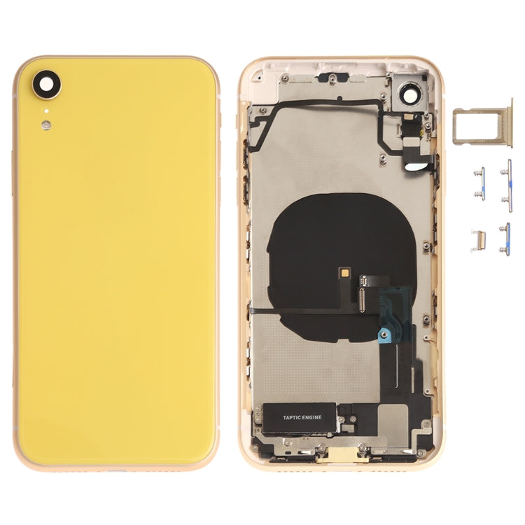Battery Back Cover Assembly (with Side Keys & Speaker Ringer Buzzer & Motor & Camera Lens & Card Tray & Power Button + Volume Button + Charging Port + Signal Flex Cable & Wireless Charging Module) for iPhone XR, For iPhone XR (Full Assembly)�����������...