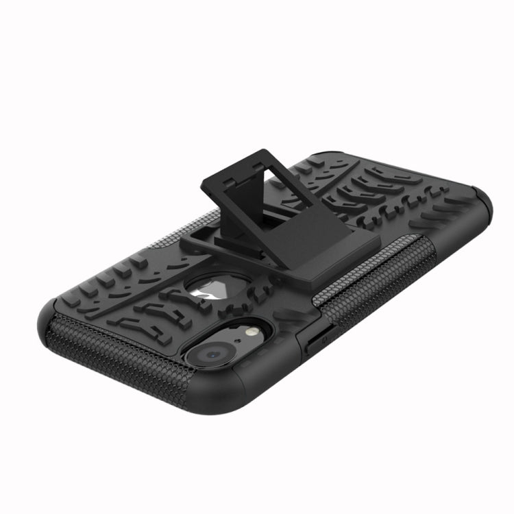 For iPhone XR Tire Texture TPU+PC Shockproof Case with Holder