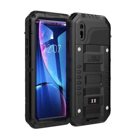For iPhone XR Waterproof Dustproof Shockproof Zinc Alloy + Silicone Case