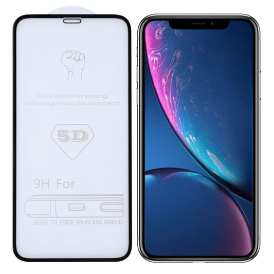 For iPhone XR 9H 5D Full Glue Full Screen Tempered Glass Film, For iPhone XR (1 PC)
