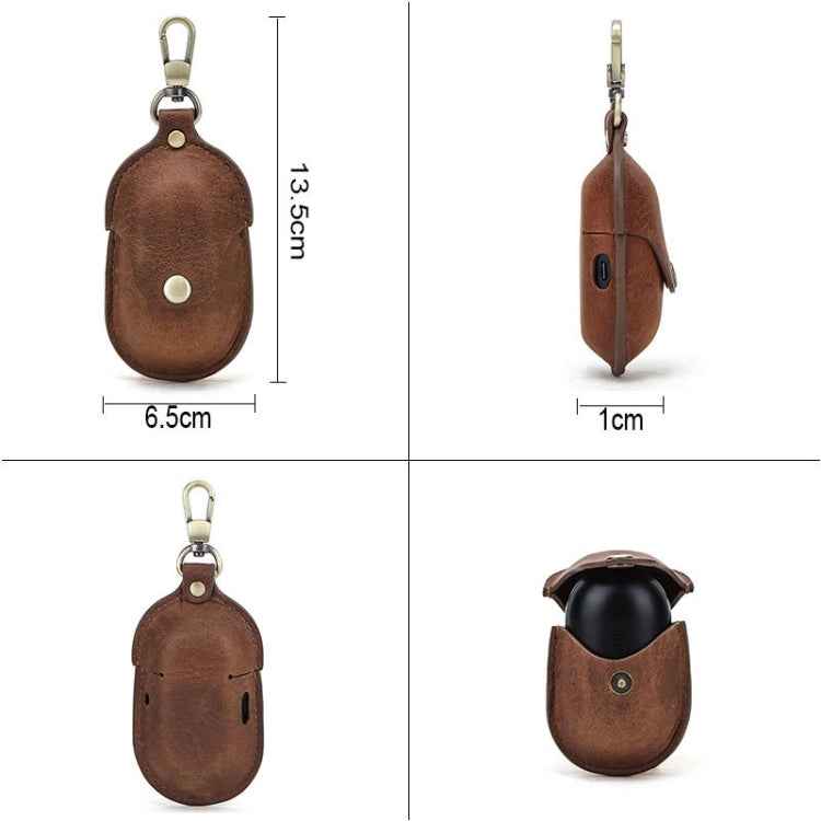 CF1109 For Galaxy Buds Crazy Horse Texture Clamshell Earphone Protective Leather Case with Hook