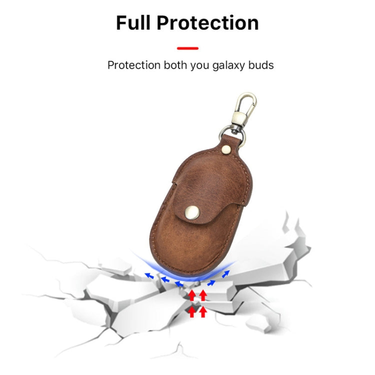 CF1109 For Galaxy Buds Crazy Horse Texture Clamshell Earphone Protective Leather Case with Hook, For Galaxy Buds