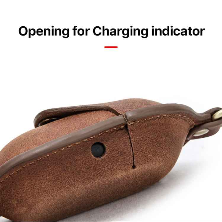 CF1109 For Galaxy Buds Crazy Horse Texture Clamshell Earphone Protective Leather Case with Hook