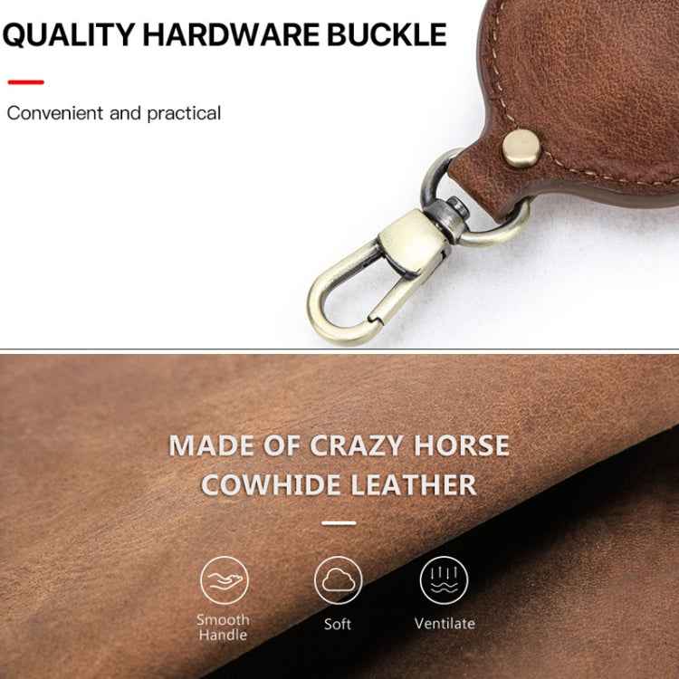 CF1109 For Galaxy Buds Crazy Horse Texture Clamshell Earphone Protective Leather Case with Hook