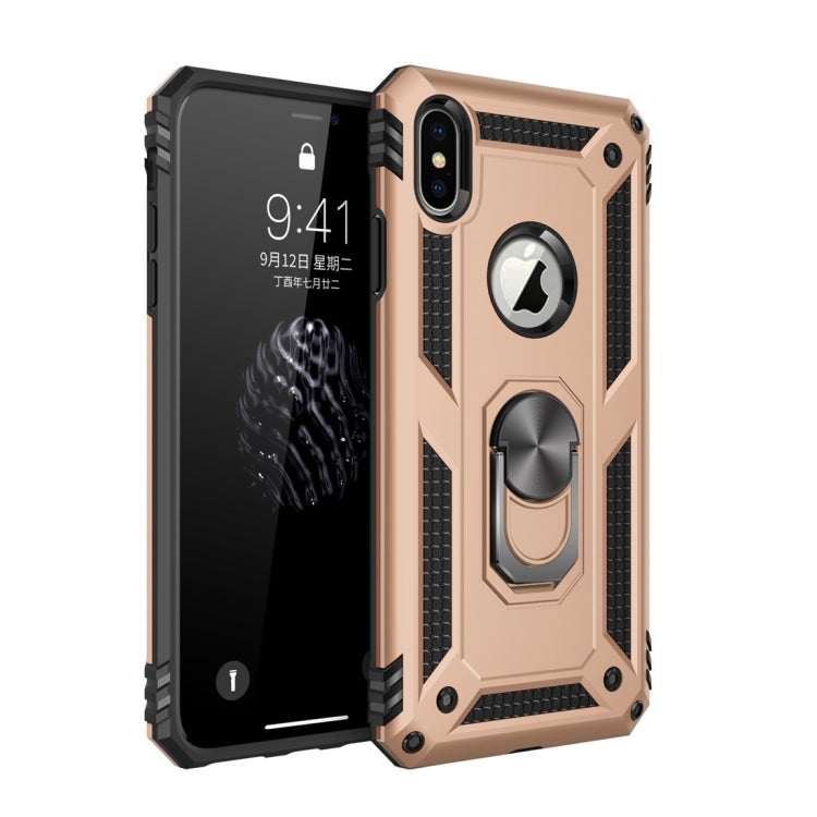 For iPhone X / XS Sergeant Armor Shockproof TPU + PC Protective Case with 360 Degree Rotation Holder