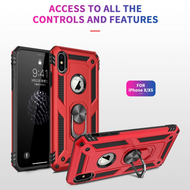 For iPhone X / XS Sergeant Armor Shockproof TPU + PC Protective Case with 360 Degree Rotation Holder