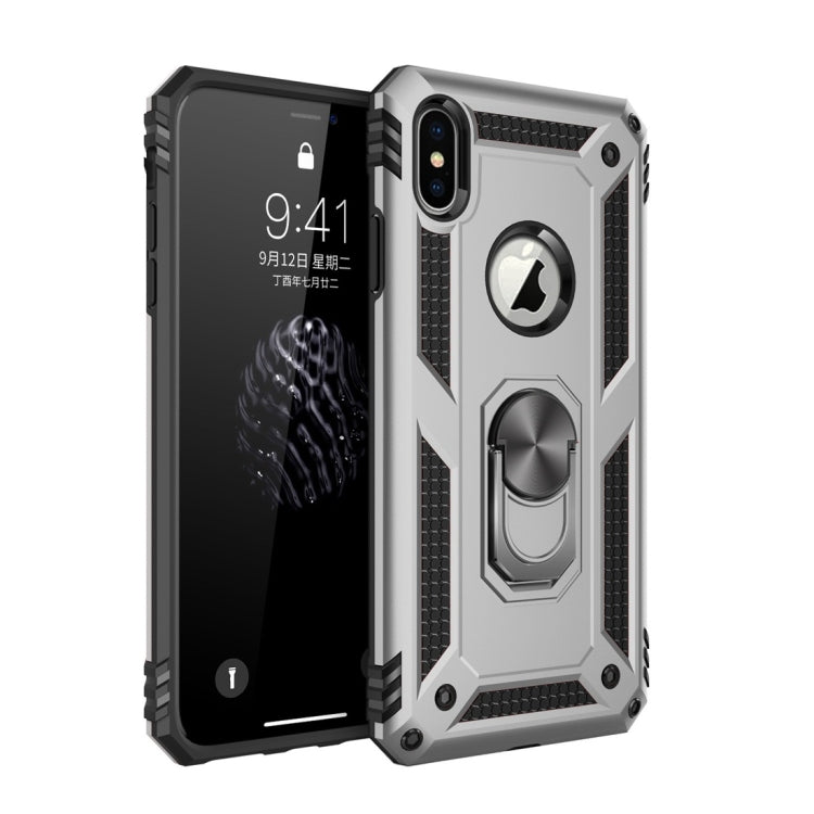 For iPhone X / XS Sergeant Armor Shockproof TPU + PC Protective Case with 360 Degree Rotation Holder