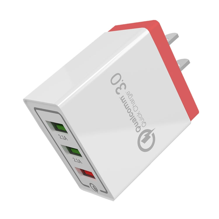 AR-QC-03 2.1A 3 USB Ports Quick Charger Travel Charger, US Plug, AR-QC-03 US, AR-QC-03 US Plug Blue