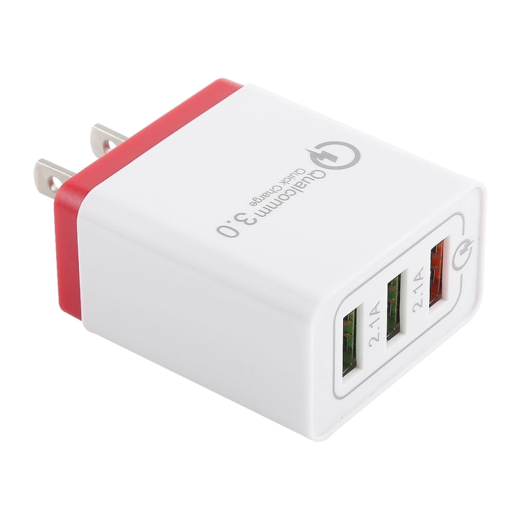 AR-QC-03 2.1A 3 USB Ports Quick Charger Travel Charger, US Plug