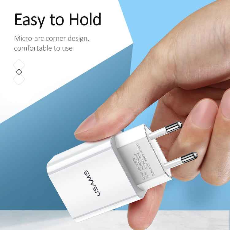 USAMS US-CC075 T18 2.1A Single USB Travel Charger, EU Plug