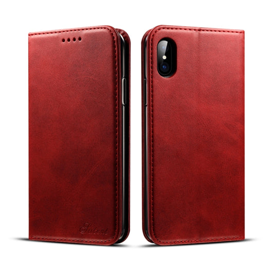 For iPhone X / XS Suteni Calf Texture Horizontal Flip Leather Case with Holder & Card Slots & Wallet