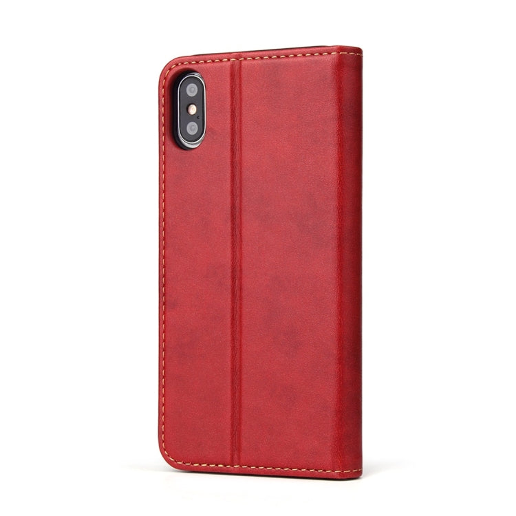For iPhone X / XS Dermis Texture PU Horizontal Flip Leather Case with Holder & Card Slots & Wallet