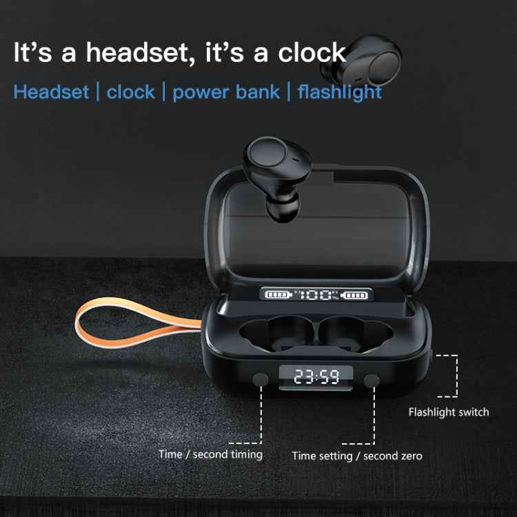 A13 TWS CVC8.0 and DSP Dual Noise Cancelling Touch Bluetooth Earphone with Charging Box, Support LED Digital Display & Clock & Flashlight & HD Call & Siri & Power Bank