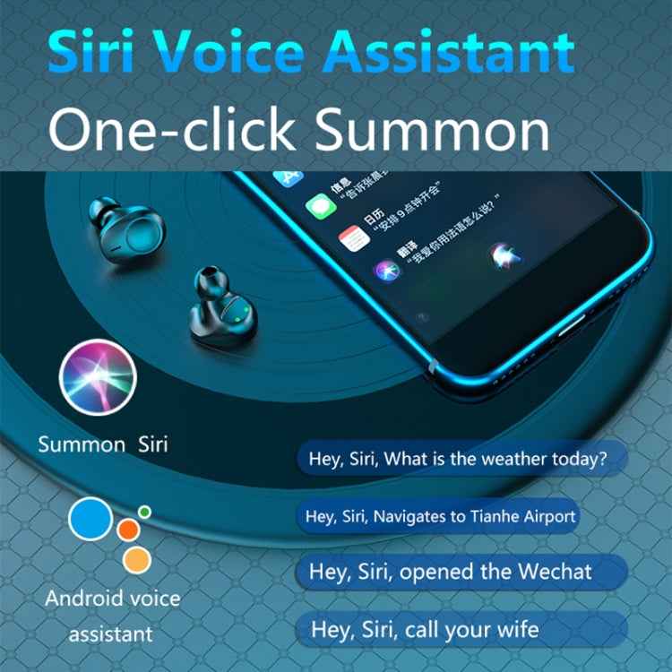 A13 TWS CVC8.0 and DSP Dual Noise Cancelling Touch Bluetooth Earphone with Charging Box, Support LED Digital Display & Clock & Flashlight & HD Call & Siri & Power Bank