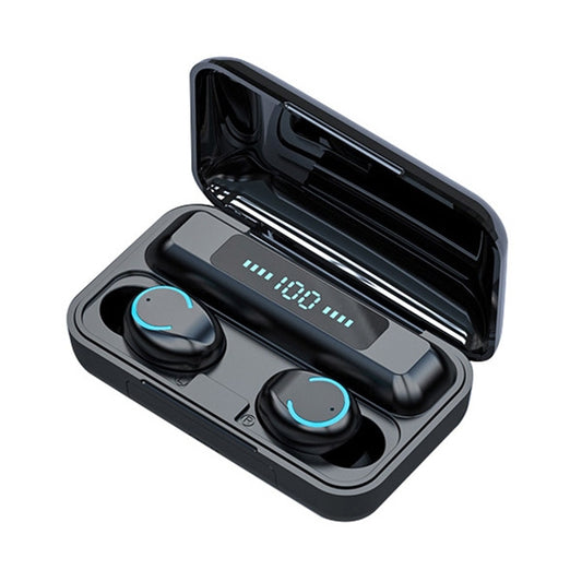 F9-9 TWS CVC8.0 Noise Cancelling Bluetooth Earphone with Charging Box, Support Touch Lighting Effect & Three-screen LED Power Display & Power Bank & Mobile Phone Holder & HD Call & Voice Assistant