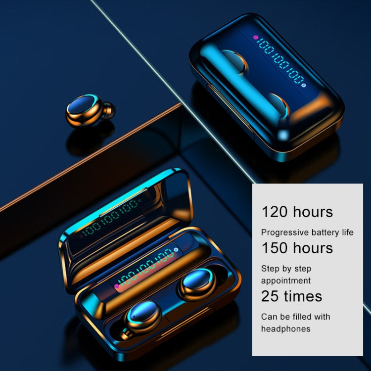 F9-5C Three-screen Digital Display Noise Reduction Bluetooth Earphone with Hand Strap, F9-5C Three Digital Display Black, F9-5C Three Digital Display White