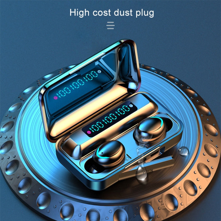 F9-5C Three-screen Digital Display Noise Reduction Bluetooth Earphone with Hand Strap, F9-5C Three Digital Display Black, F9-5C Three Digital Display White