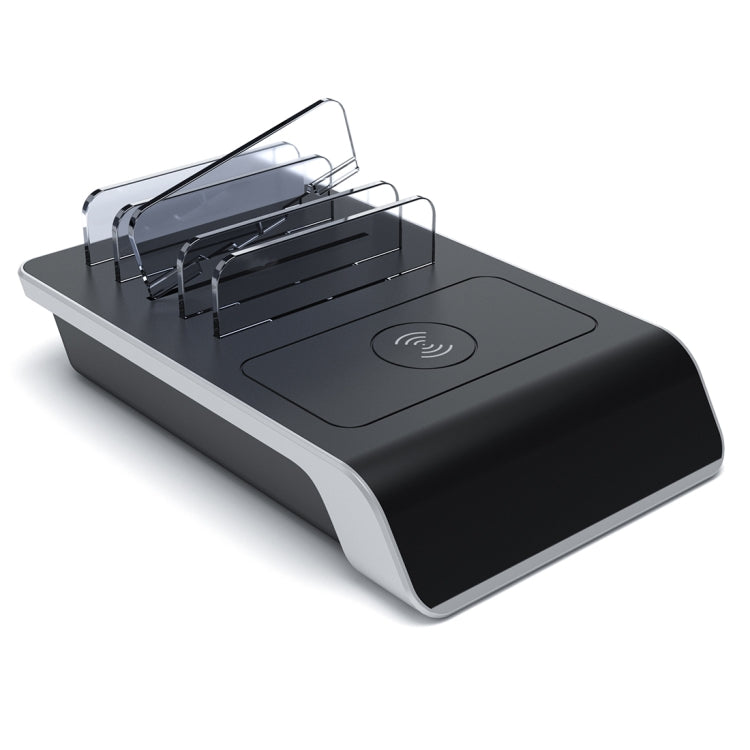 UD09 4 USB Ports Qi Standard Wireless Charger Phone Desktop Stand Holder, EU Plug, EU Plug