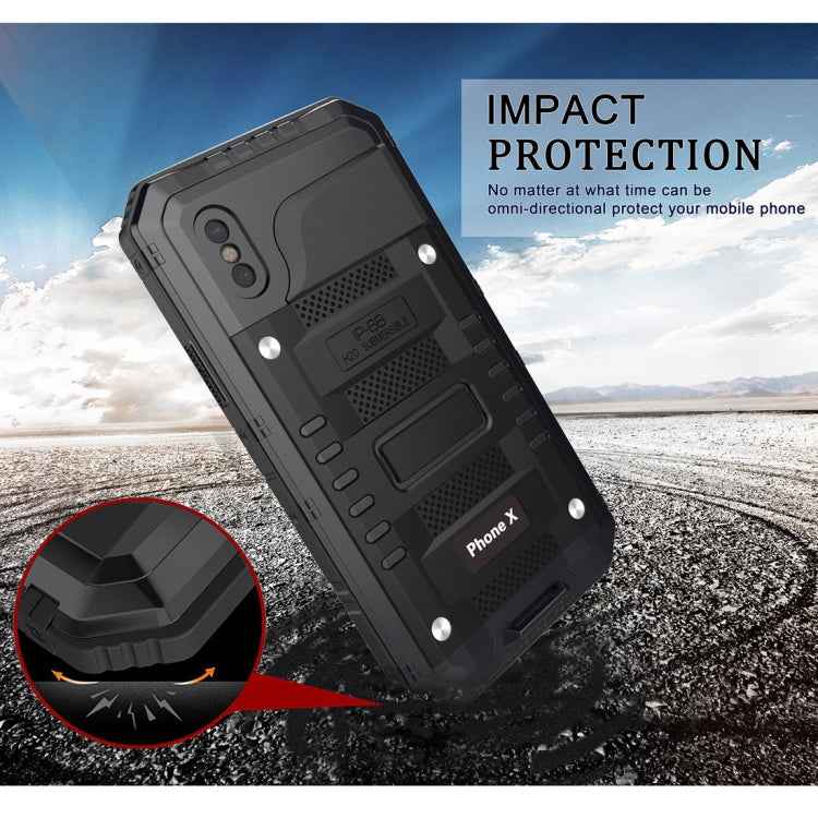 For iPhone X / XS Waterproof Dustproof Shockproof Zinc Alloy + Silicone Case