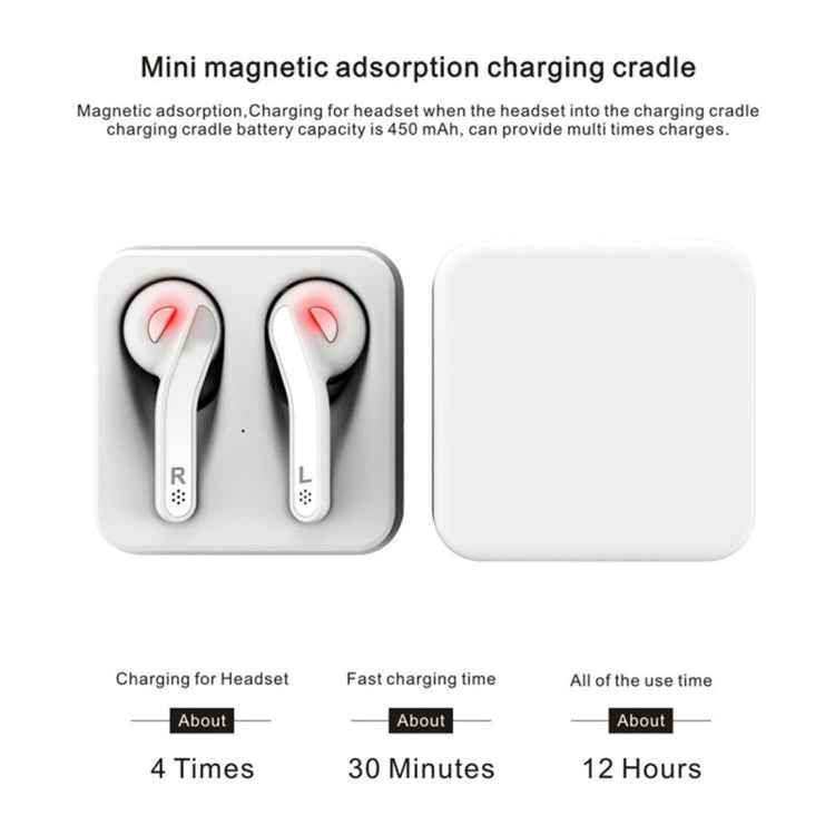 T-88 TWS Bluetooth V5.0 Wireless Stereo Earphones with Magnetic Charging Box