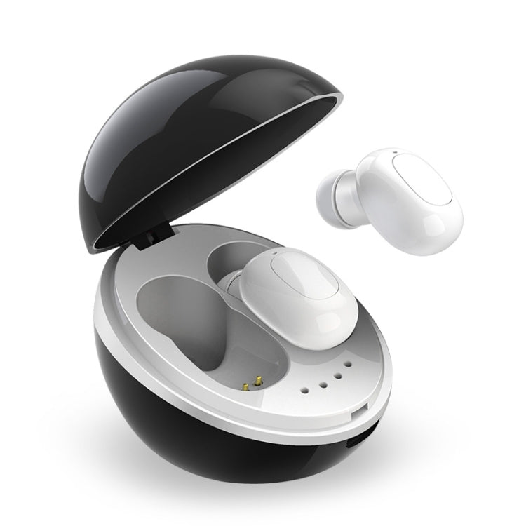 A10 TWS Space Capsule Shape Wireless Bluetooth Earphone with Magnetic Charging Box & Lanyard, Support HD Call & Automatic Pairing Bluetooth, White, White + Black, Black, Black White