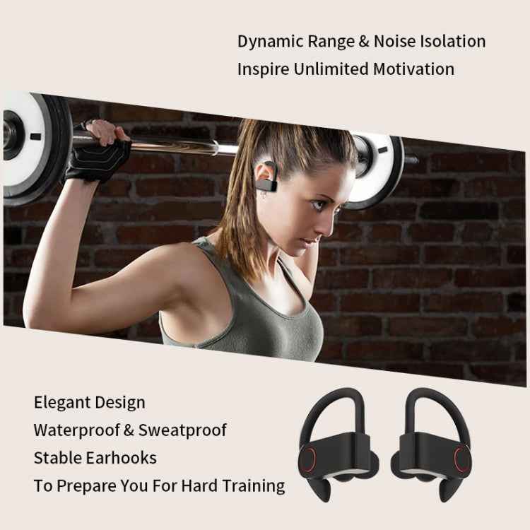 JHO-A9 TWS  Wireless Hanging Ear Type Bluetooth Earphone with Charging + Storage Integrated Zipper Bag, Support Voice Control