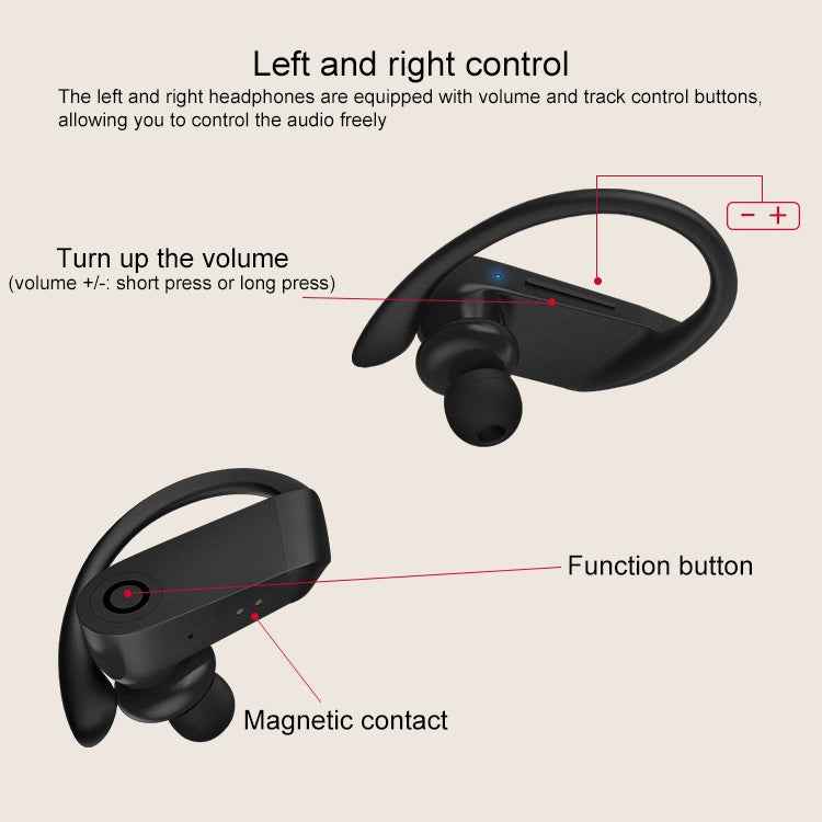 b10 TWS Bluetooth 5.0 Hanging Ear Wireless Bluetooth Sports Earphone with Magnetic Charging Box, Support Call & Siri & Charging Box Wireless Charging