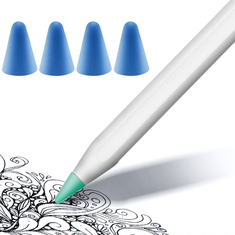 4 PCS Non-slip Mute Wear-resistant Nib Cover for Apple Pencil 1 / 2, Transparent, Dark Blue, Mint Green, White